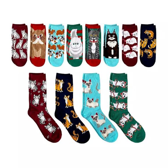 Hyp 12 Days of Socks Kittens & Cats Graphics Ankle & Crew Socks Size 4-10 - Picture 4 of 5